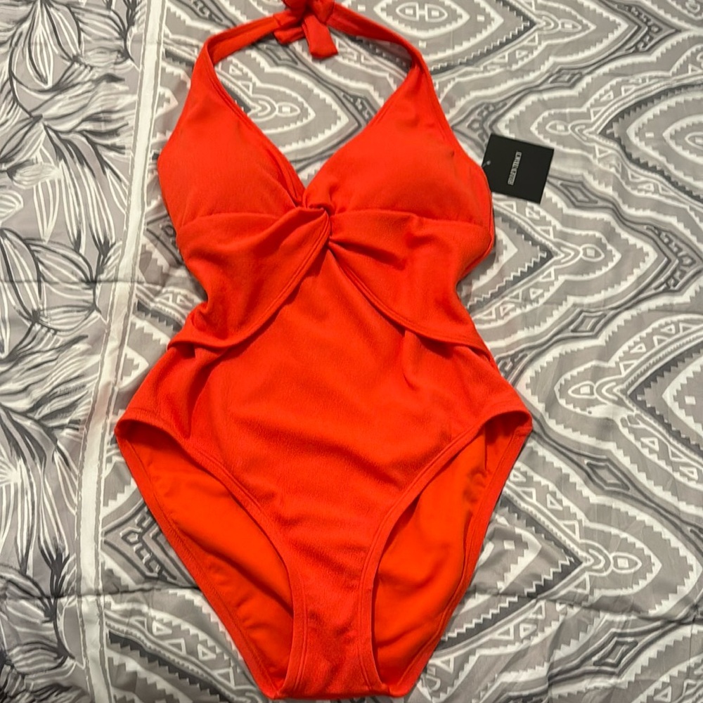 Ellen Tracy one piece orange bathing suit! So flattering!
